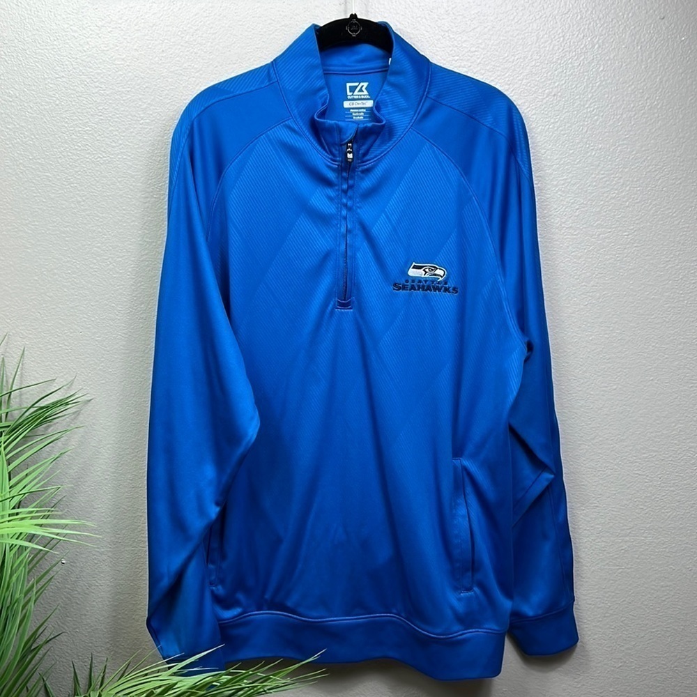 Cutter & Buck Drytec Pullover Quarter Zip Blue Performance Golf Seahawks XL
